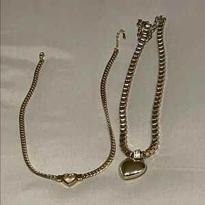 Gold Heart Pendant Necklace Set